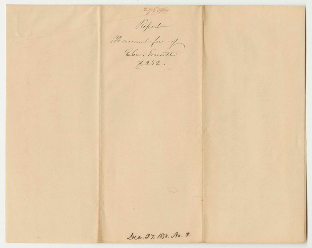 Miniature of Report 298: Warrant in Favor of Ebenezer Everett, One of the Commissioners to Revise Maine Laws