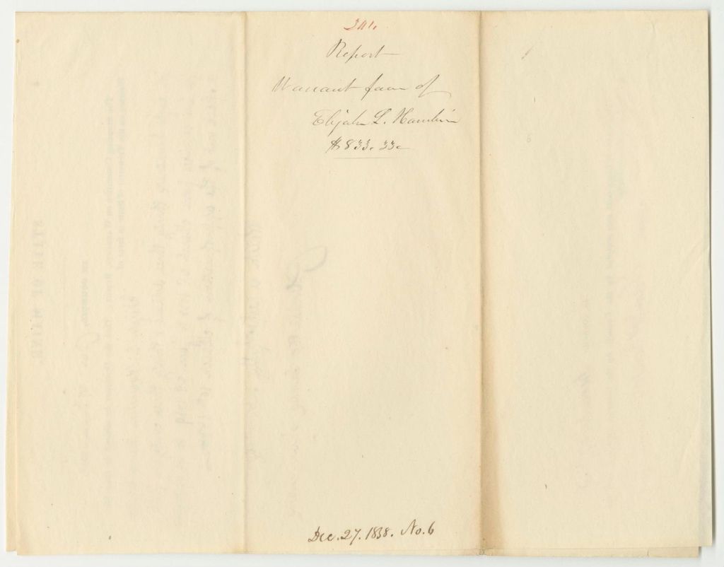 Miniature of Report 301: Warrant in Favor of Elijah L. Hamlin, Land Agent