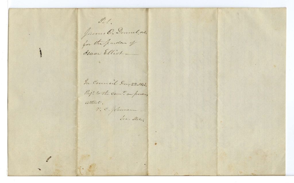 Miniature of Petition of James O'Donnell for the Pardon of Isaac Elliot