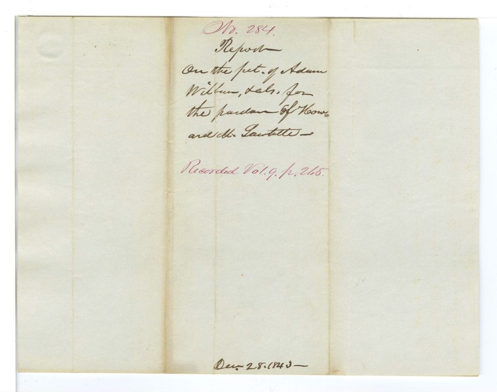 Miniature of Report on the Petition of Adam Wilbur and others for the Pardon of Howard M. Sawtelle