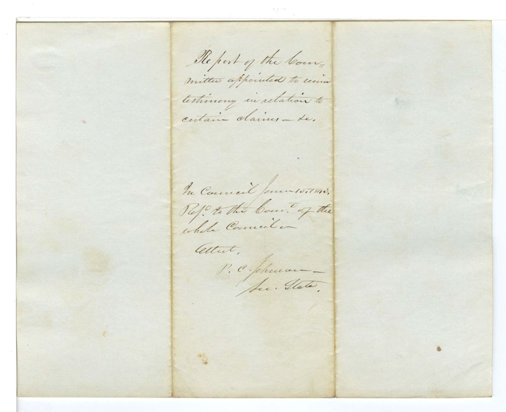 Miniature of Report of the Committee appointed to review testimony in relation to certain claims