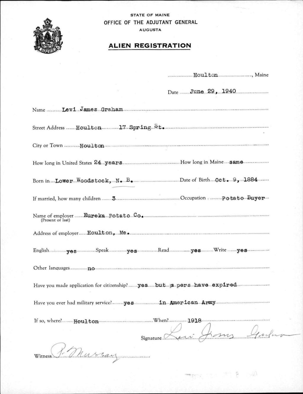 Miniature of Alien Registration- Graham, Levi J. (Houlton, Aroostook County)