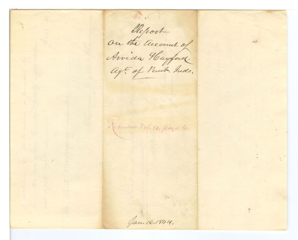 Miniature of Report on the account of Aruida Hayford, Agent of the Penobscot Indians