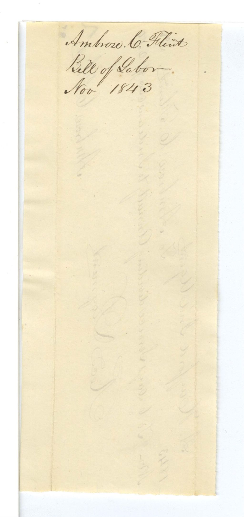 Miniature of Ambrose C. Flint, Bill of Labor
