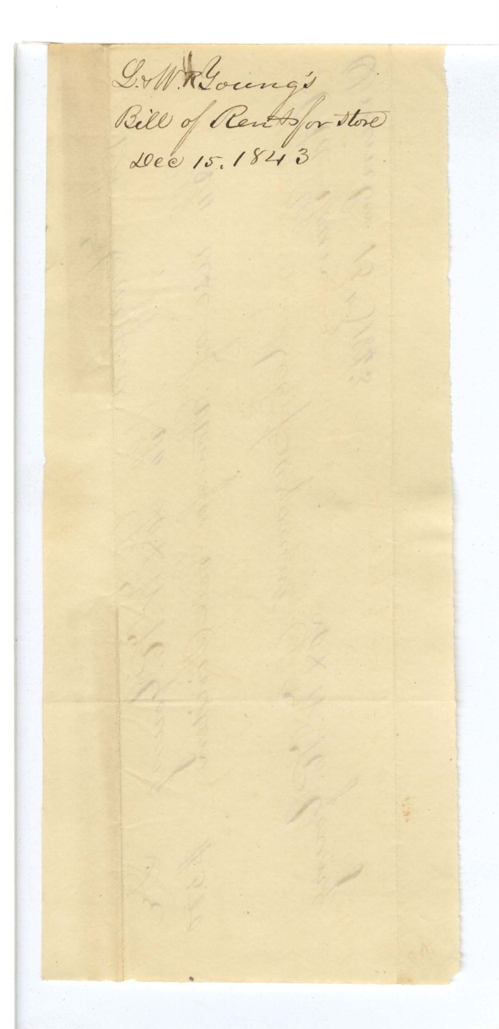Miniature of L. W. Young, Bill of Rent for store