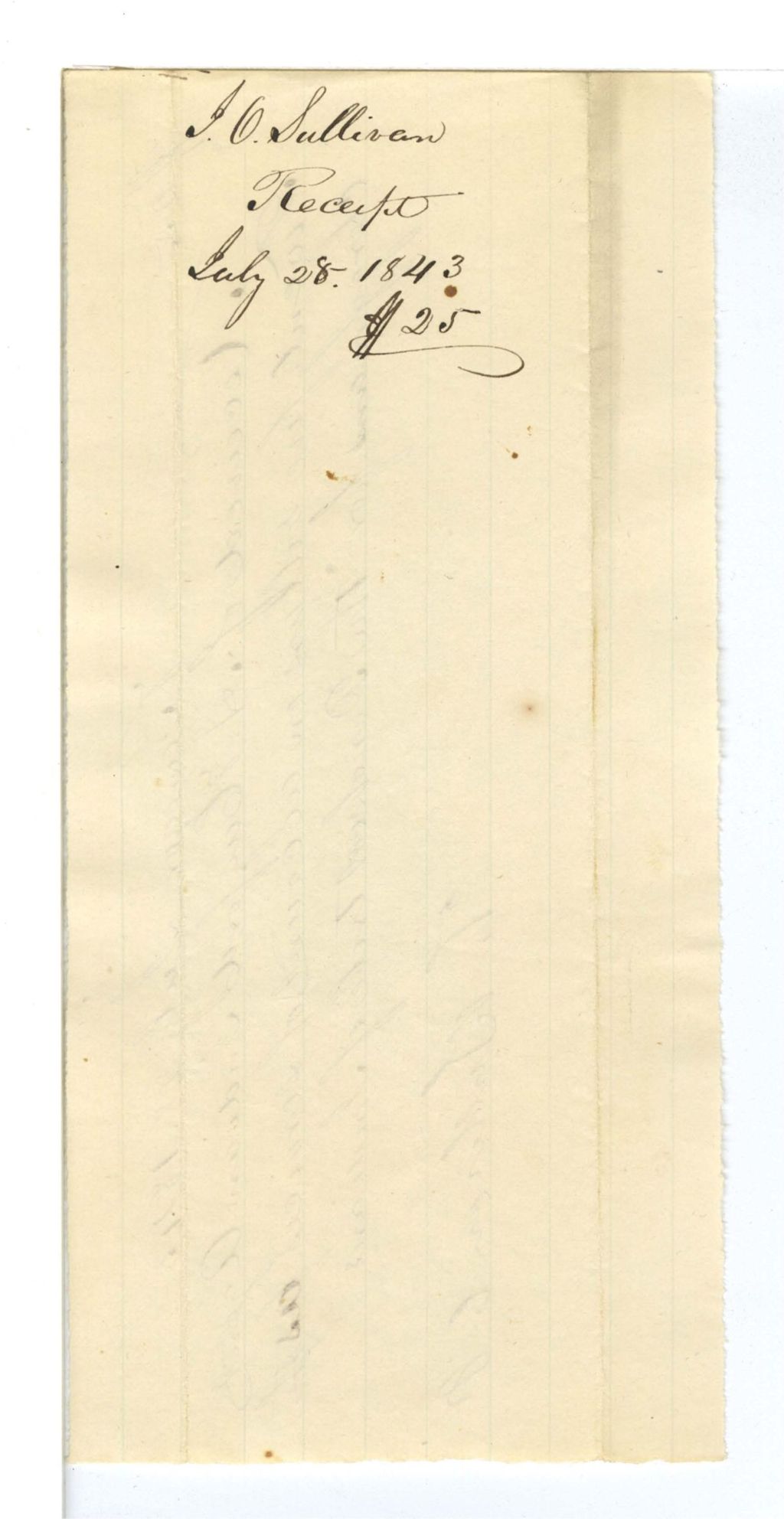 Miniature of I. C. Sullivan, Receipts