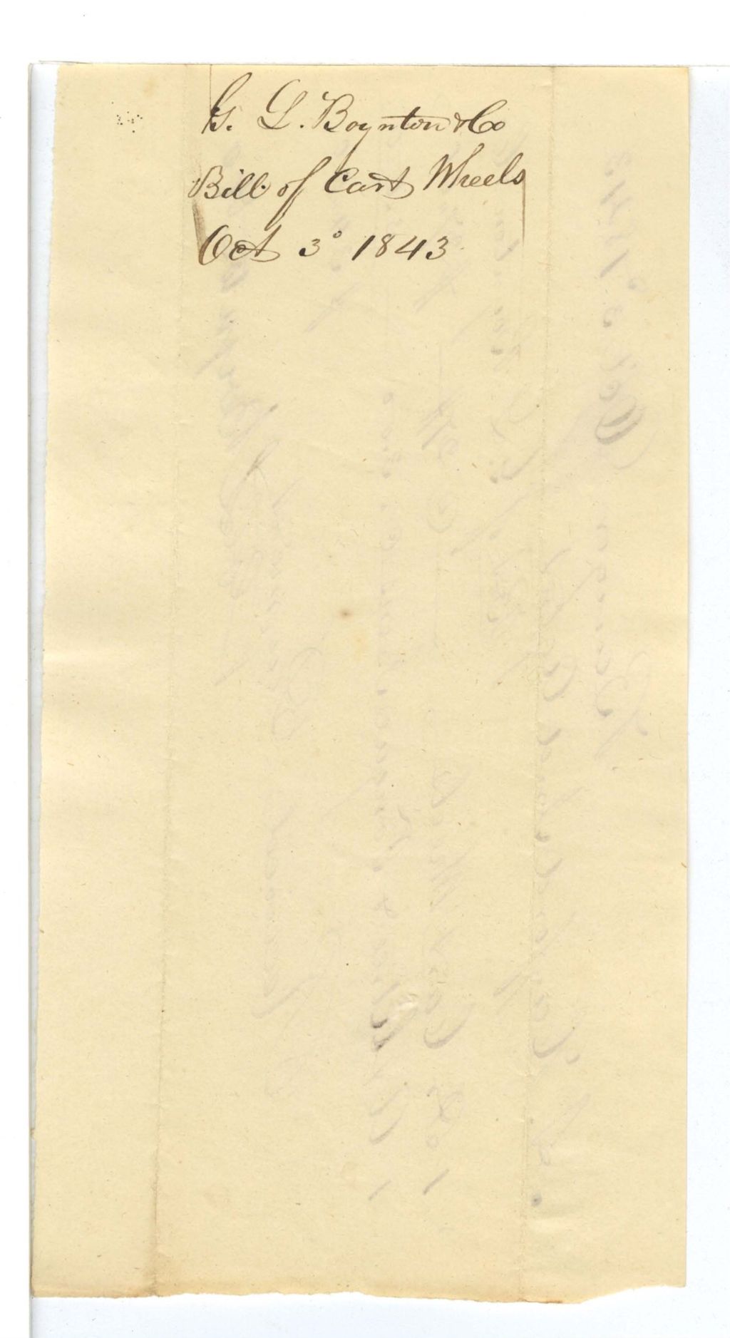 Miniature of G. L. [Boynton?] and co, Bill of Molasses Bill of Cart Wheels