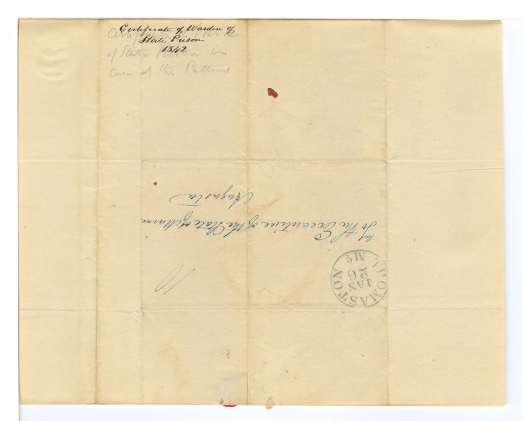 Miniature of Certifacte of the Warden of the State Prison