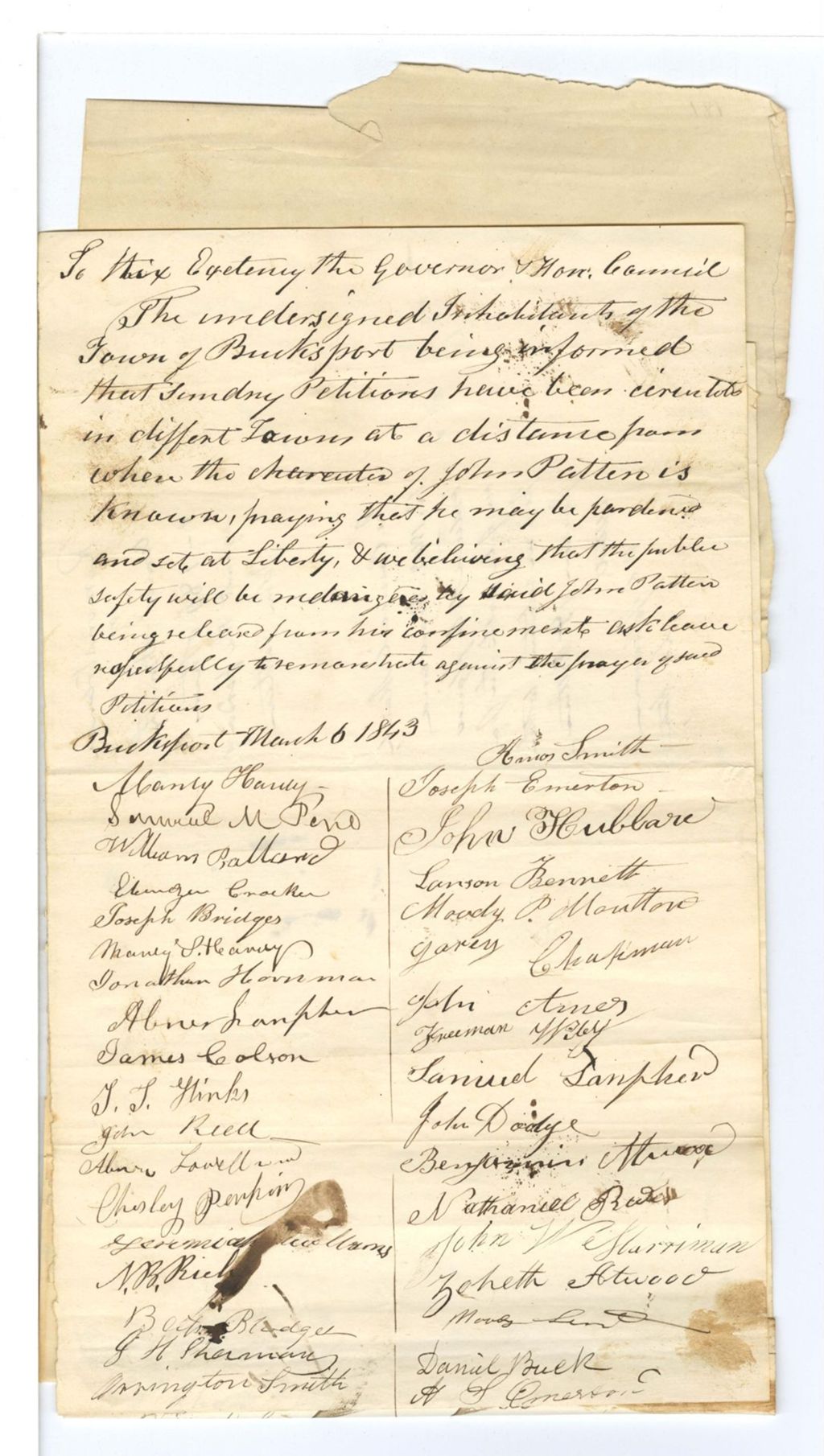 Miniature of Petition [opposed to the release of John Patten?]