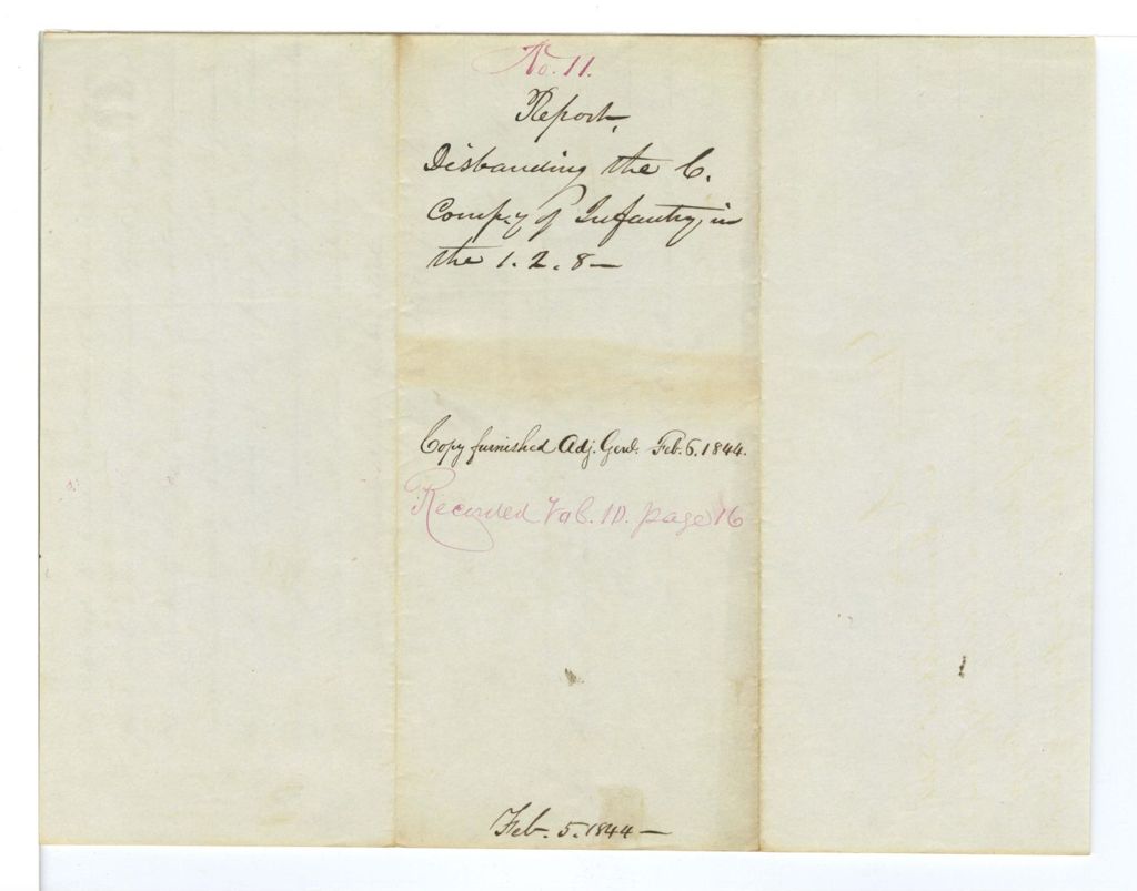 Miniature of Report disbanding the C Company of Infantry in the 1st Reg 2nd Brig 8th Div in New Vineyard