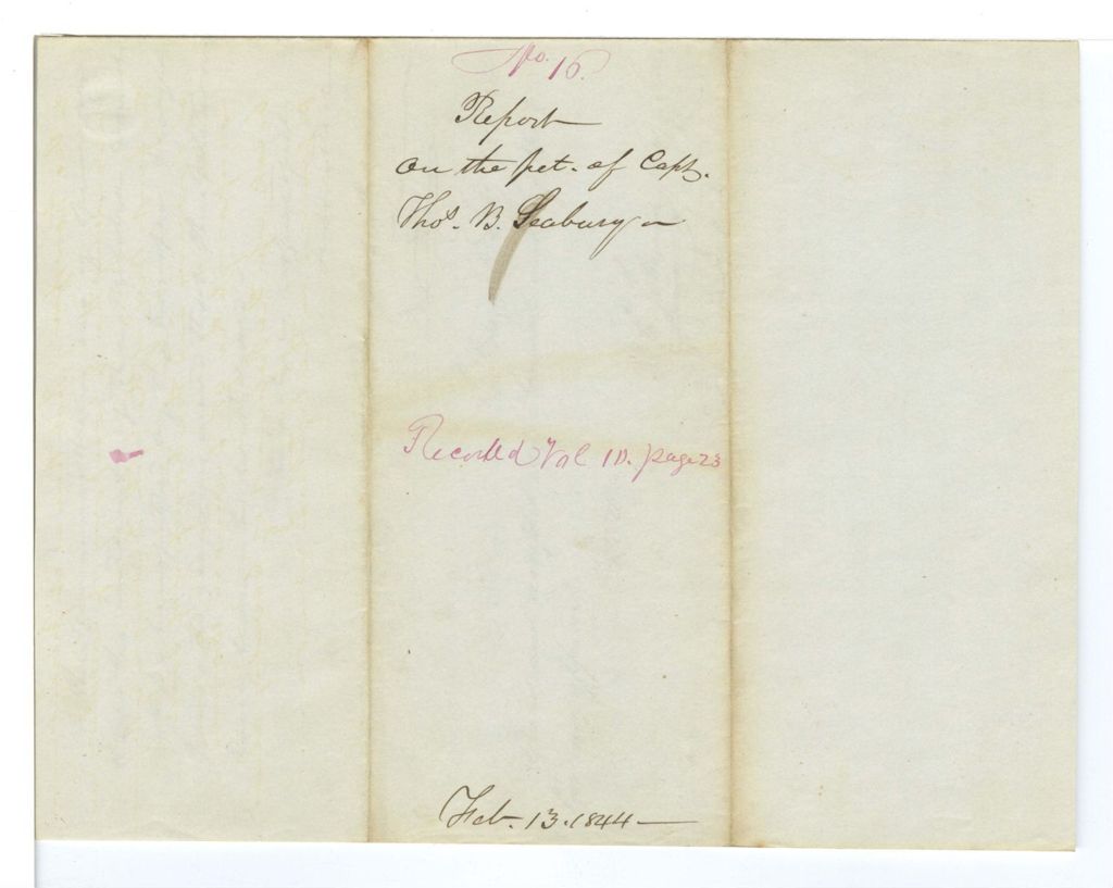 Miniature of Report on the petition of Captain Thomas B. Seabury