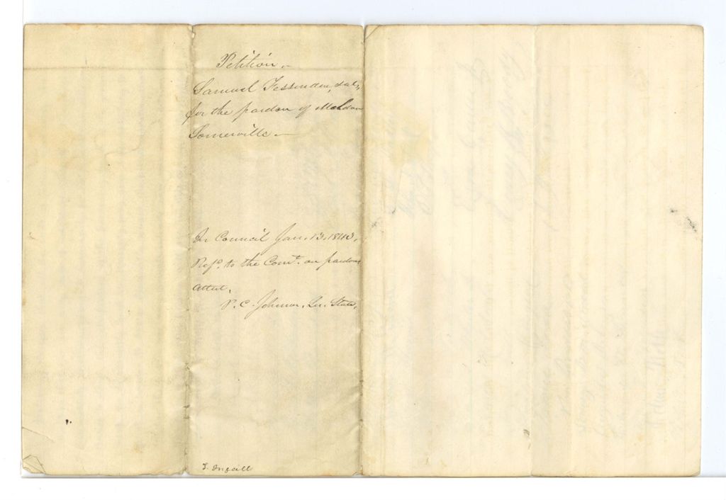 Miniature of Petition of Samuel Fessenden and others for the pardon of Meldon Somerville of Portland for Larceny