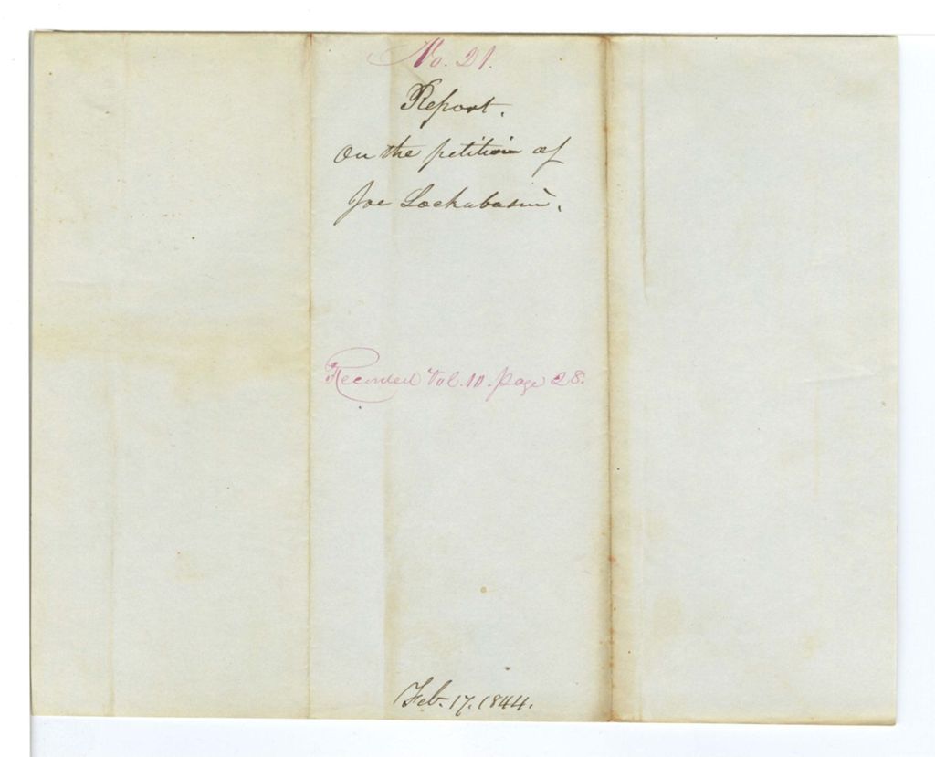Miniature of Report on the petition of Joe Sockabasin and others for the son of Joe Mere Mohawk studying at China Academy