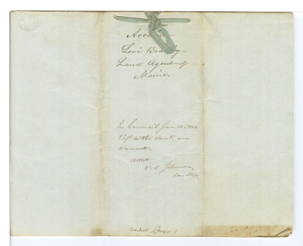 Miniature of Account of Levi Bradley, Land Agent