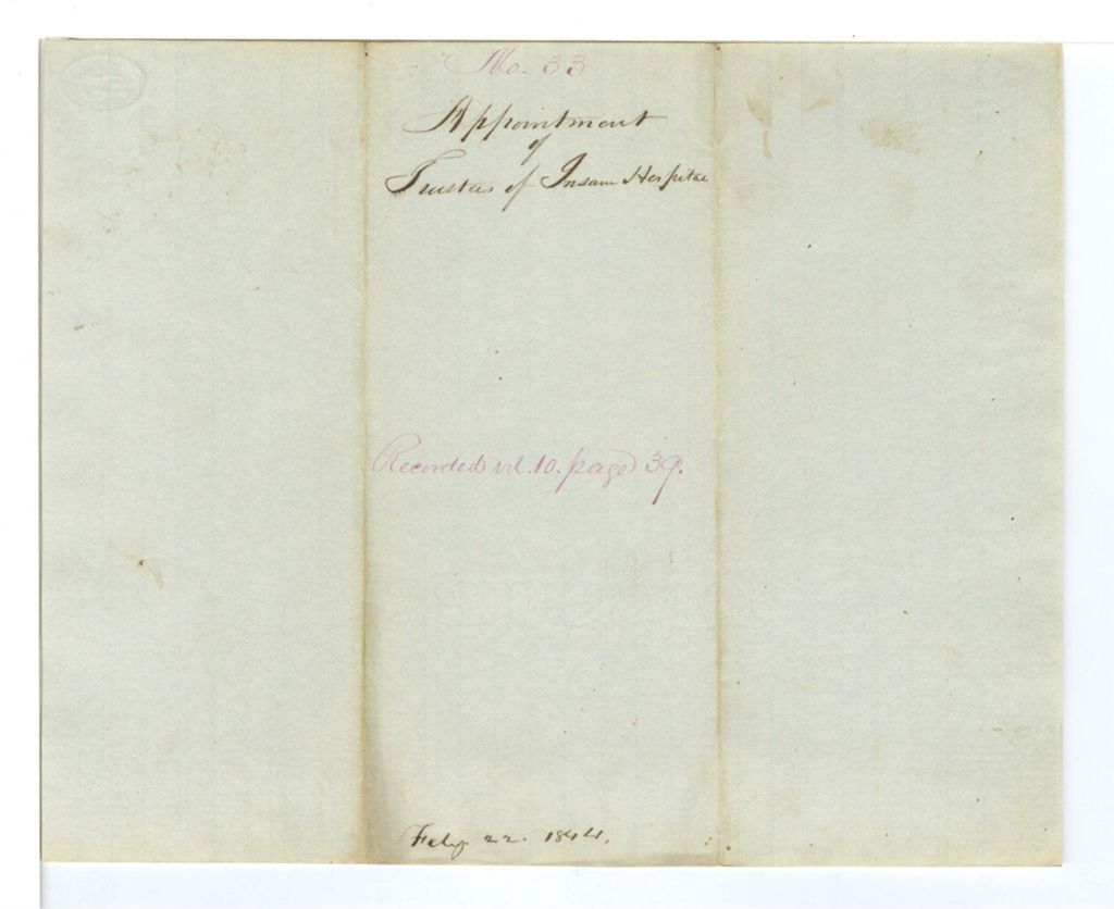Miniature of Appointment of trustees of the Insane Hospital