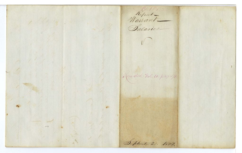 Miniature of Report 185: Report on the warrant on Salaries