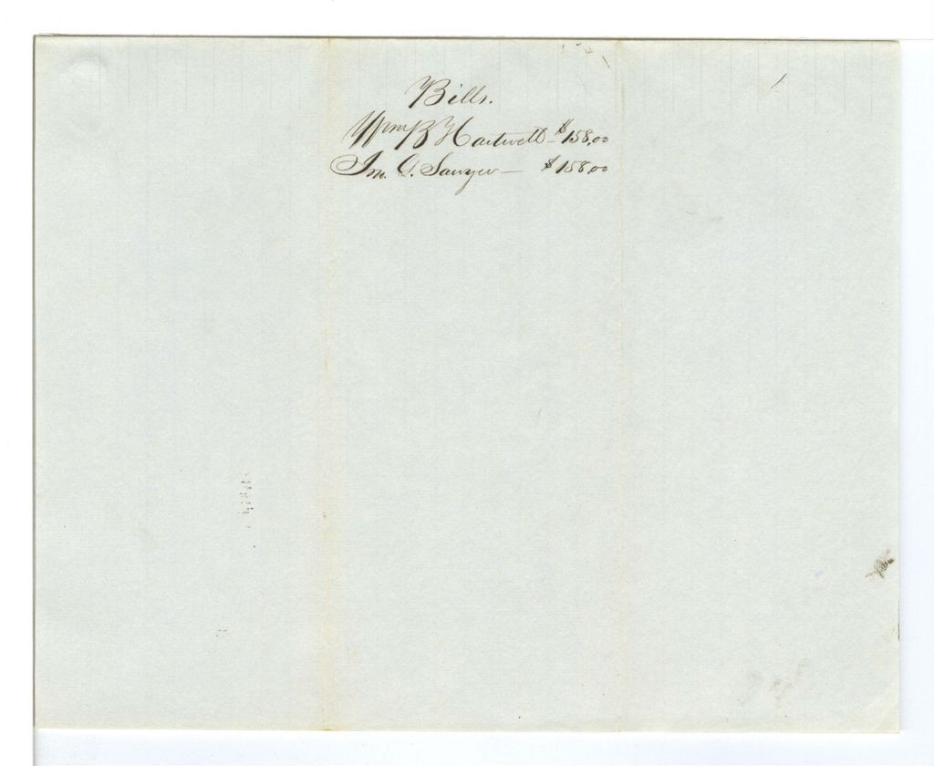 Miniature of Bills, William B. Hartwell and J. G. Sawyer