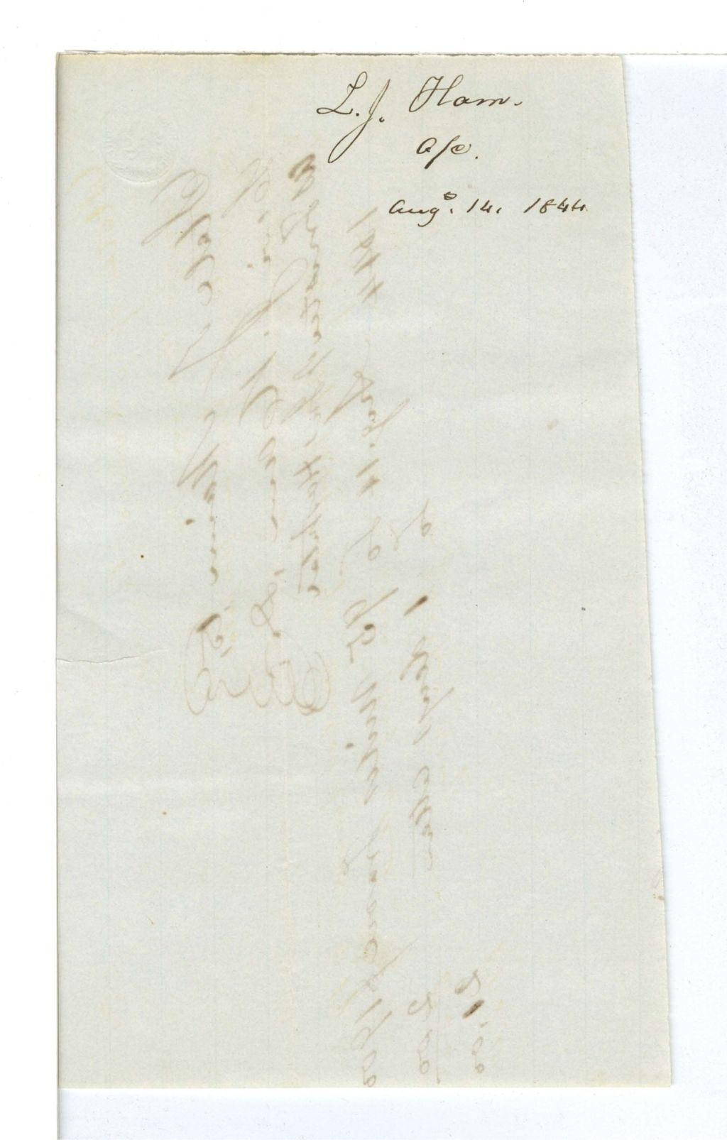 Miniature of Account of L. J. Ham