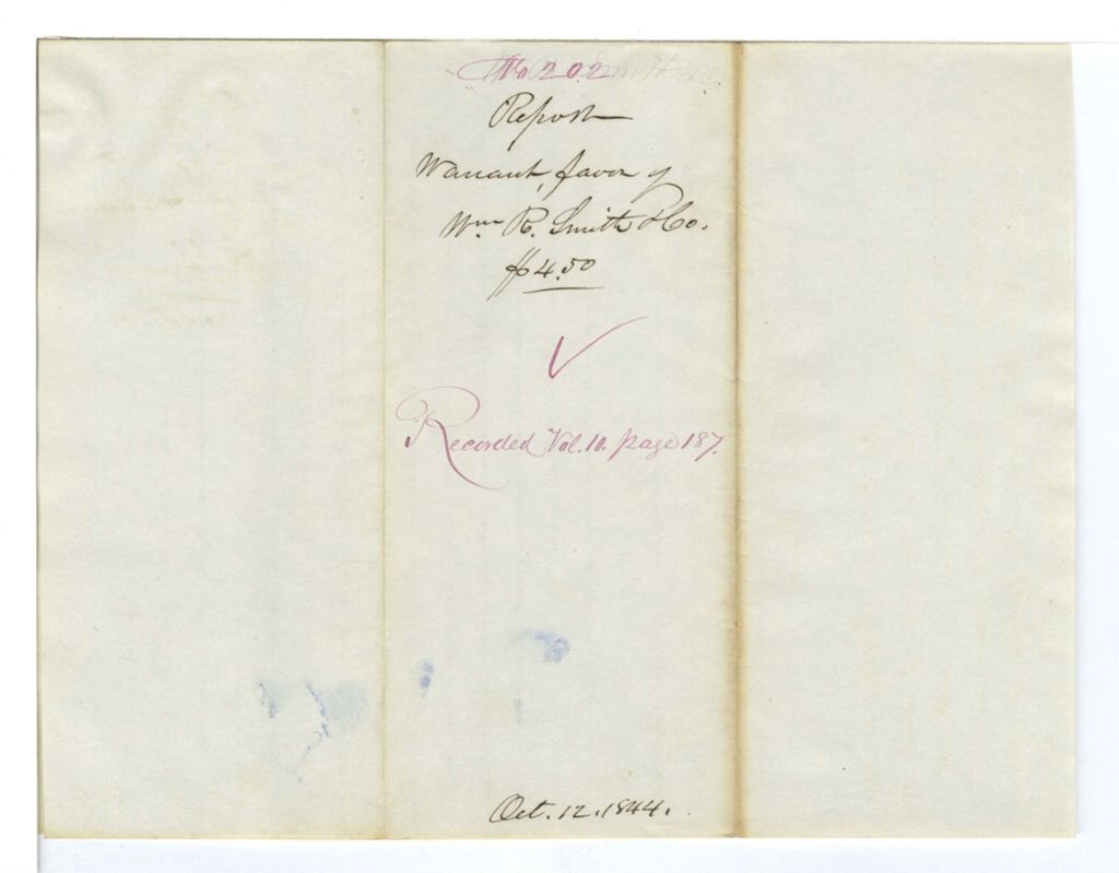 Miniature of Report 202: Report on the warrant in favor of William R. Smith and co. for advertising: library notice, valuation return, State Library, and Council meeting