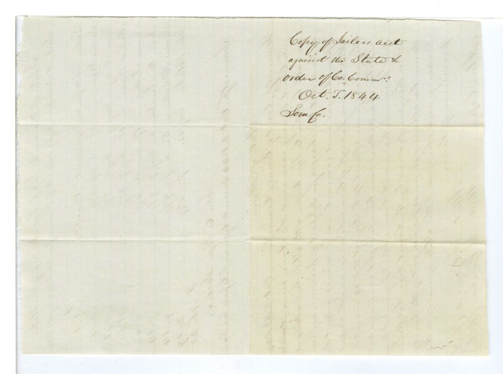 Miniature of Copy of Jailer's Account against the state, and order of the County Commissioner