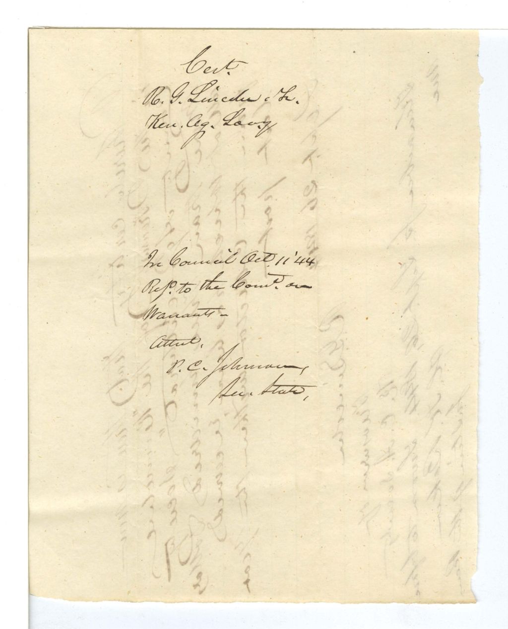 Miniature of Certification of R. G. Lincoln