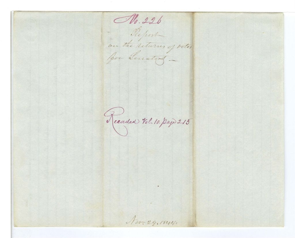 Miniature of Report 226: Report on the returns of votes for Senators