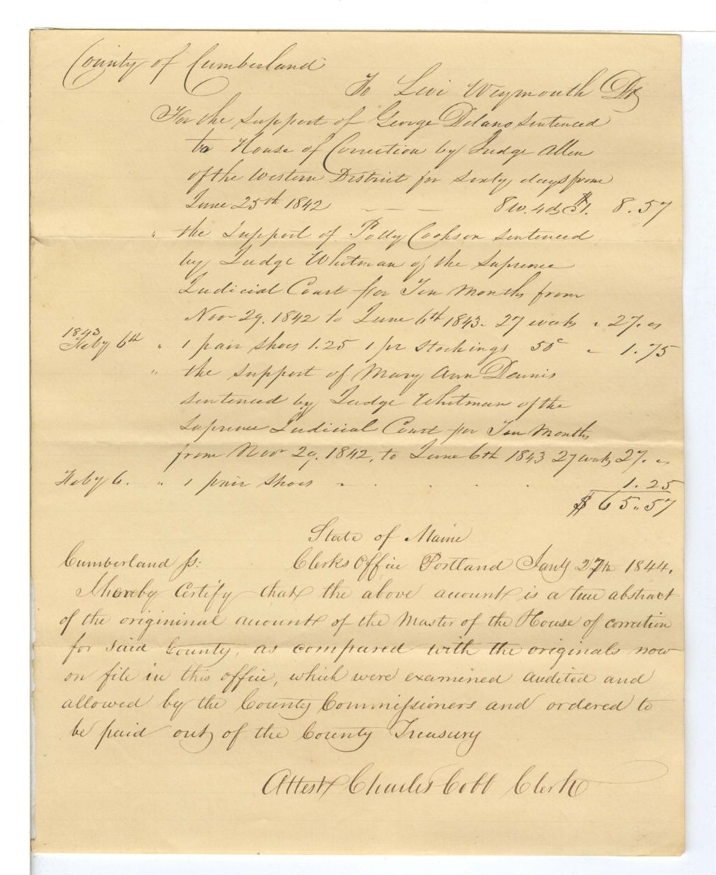 Miniature of [Abstract of the account of the Master of the House of Correction for Cumberland County]
