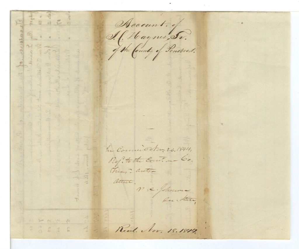 Miniature of Account of I. C. Haynes, Treasurer of the County of Penobscot