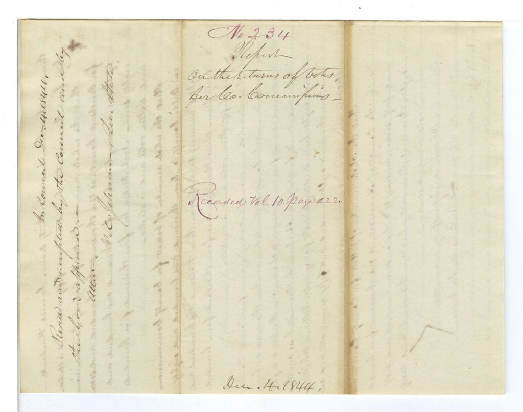 Miniature of Report 234: Report on the return of votes for County Commissioners