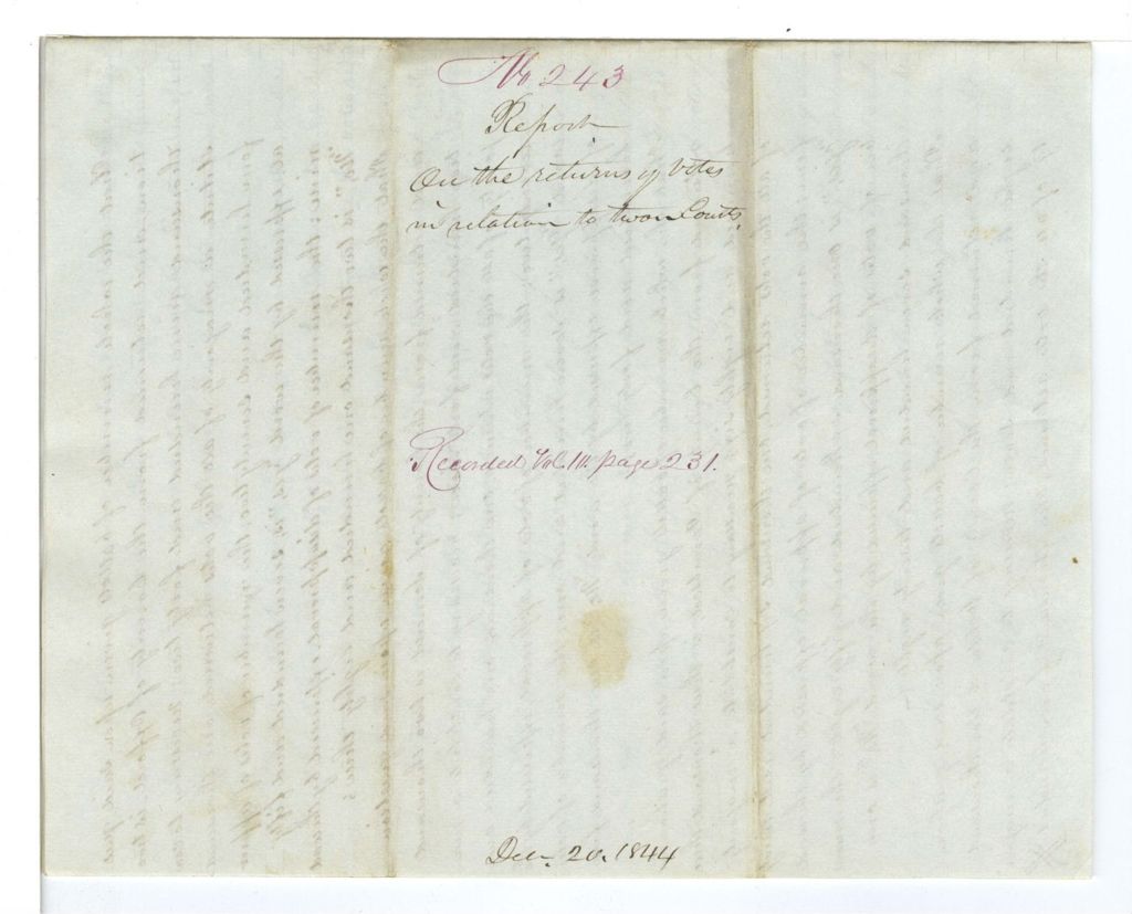 Miniature of Report 243: Report on the return of votes in relation to town courts