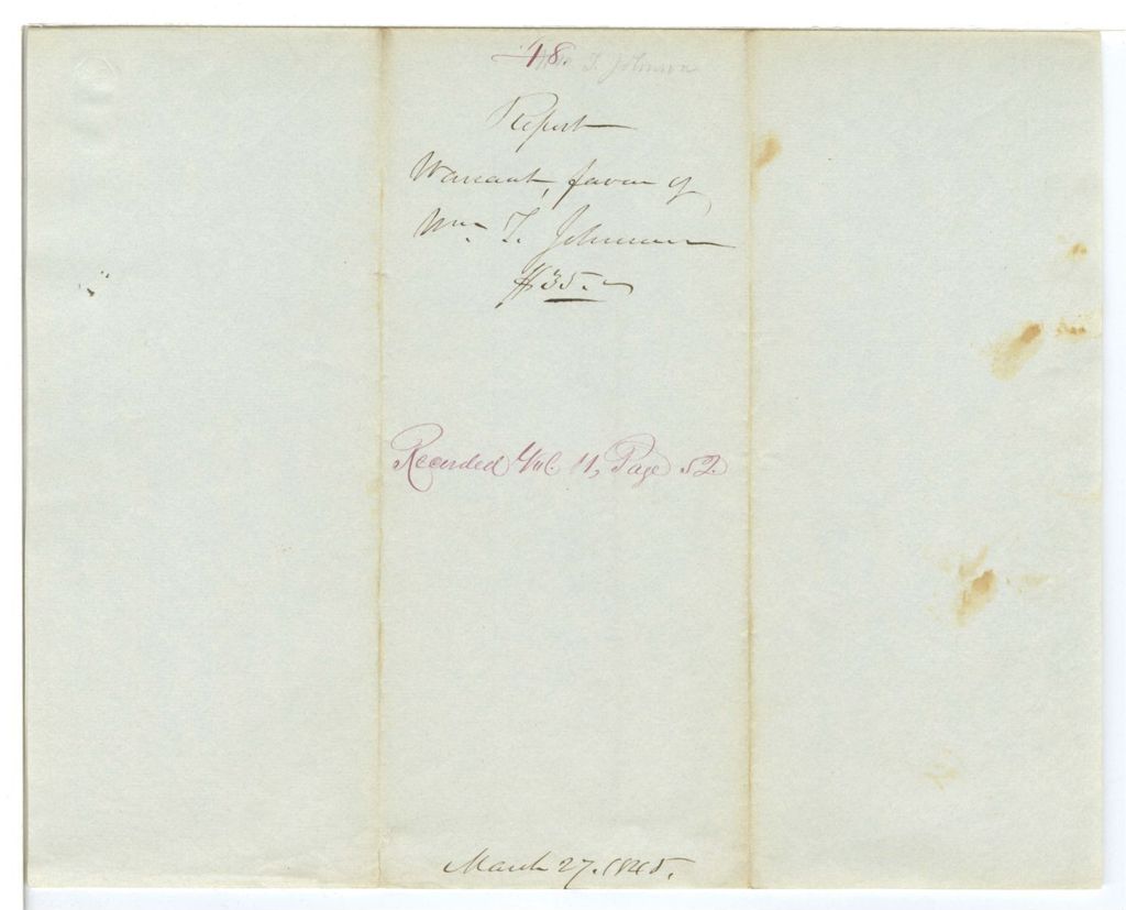 Miniature of Report 48: Report on the warrant in favor of William T. Johnson for advertising
