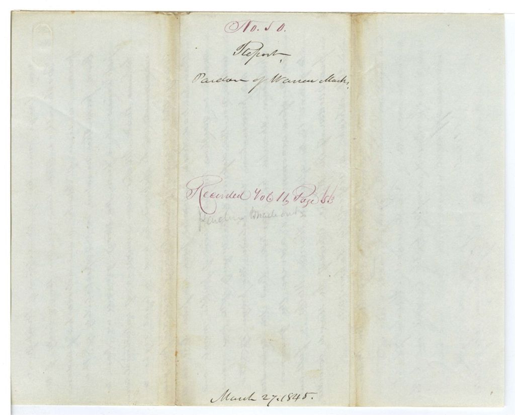 Miniature of Report 50: Report on the pardon of Warren Marks of Bucksport for adultery