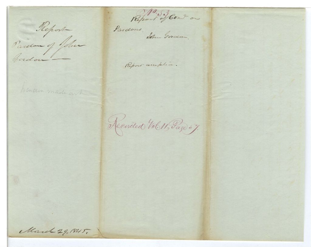 Miniature of Report 53: Report on the pardon of John Gordon of Concord for obtaining by false pretenses