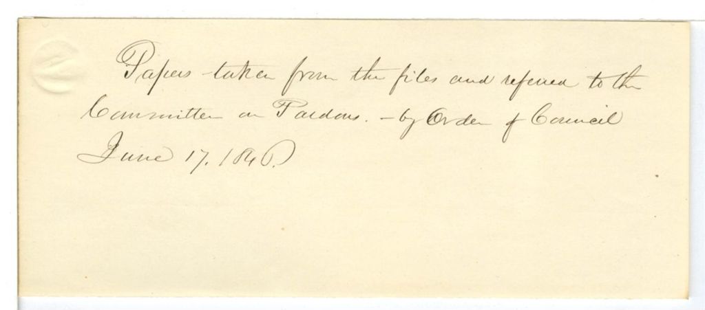 Miniature of Request for documents relating to the pardon of Elijah Fogg