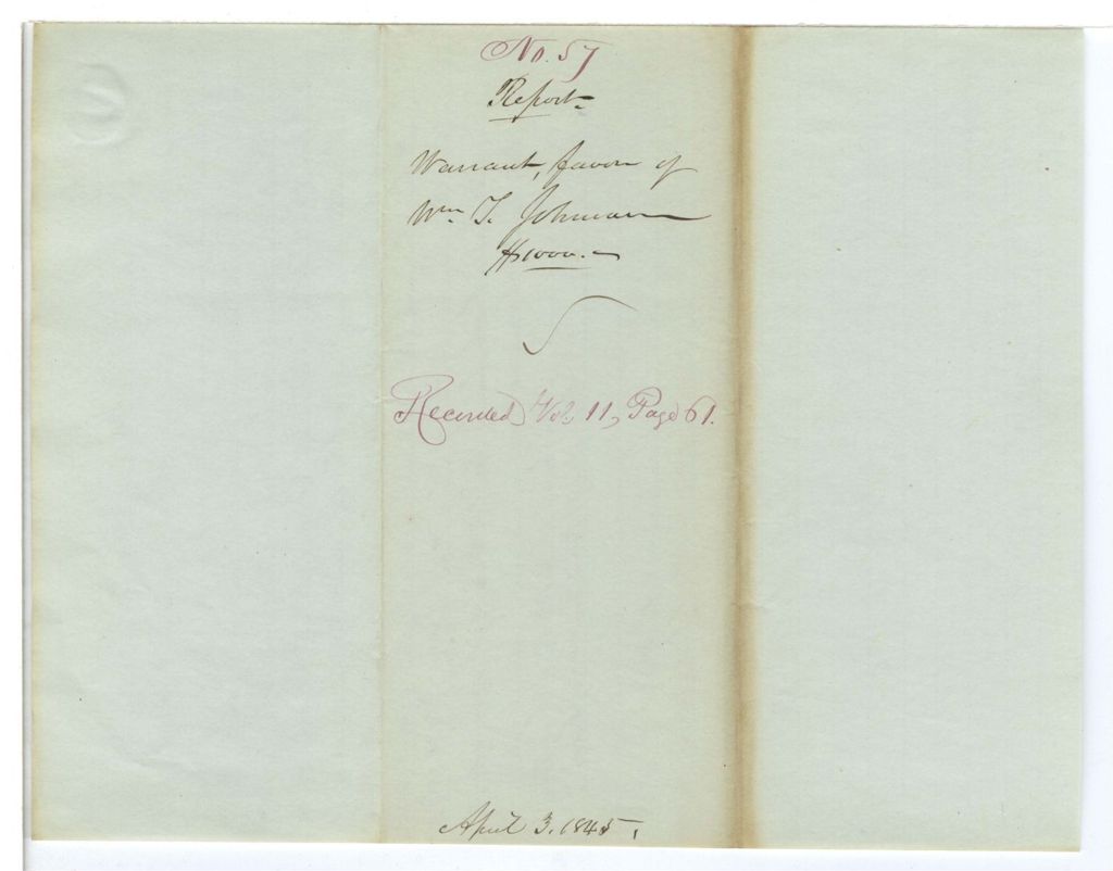 Miniature of Report 57: Report on the warrant in favor of William T. Johnson for printing