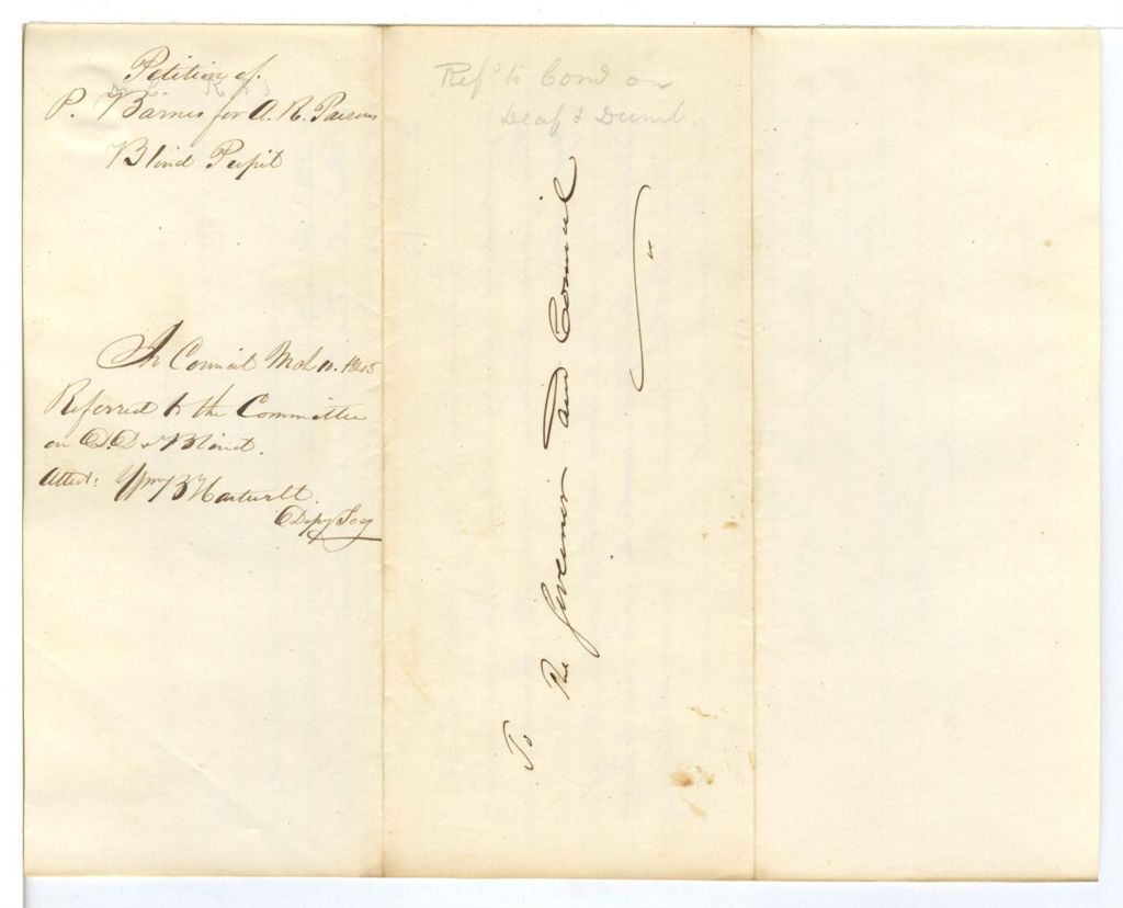 Miniature of Petition of P. Barnes for A. R. Parsons