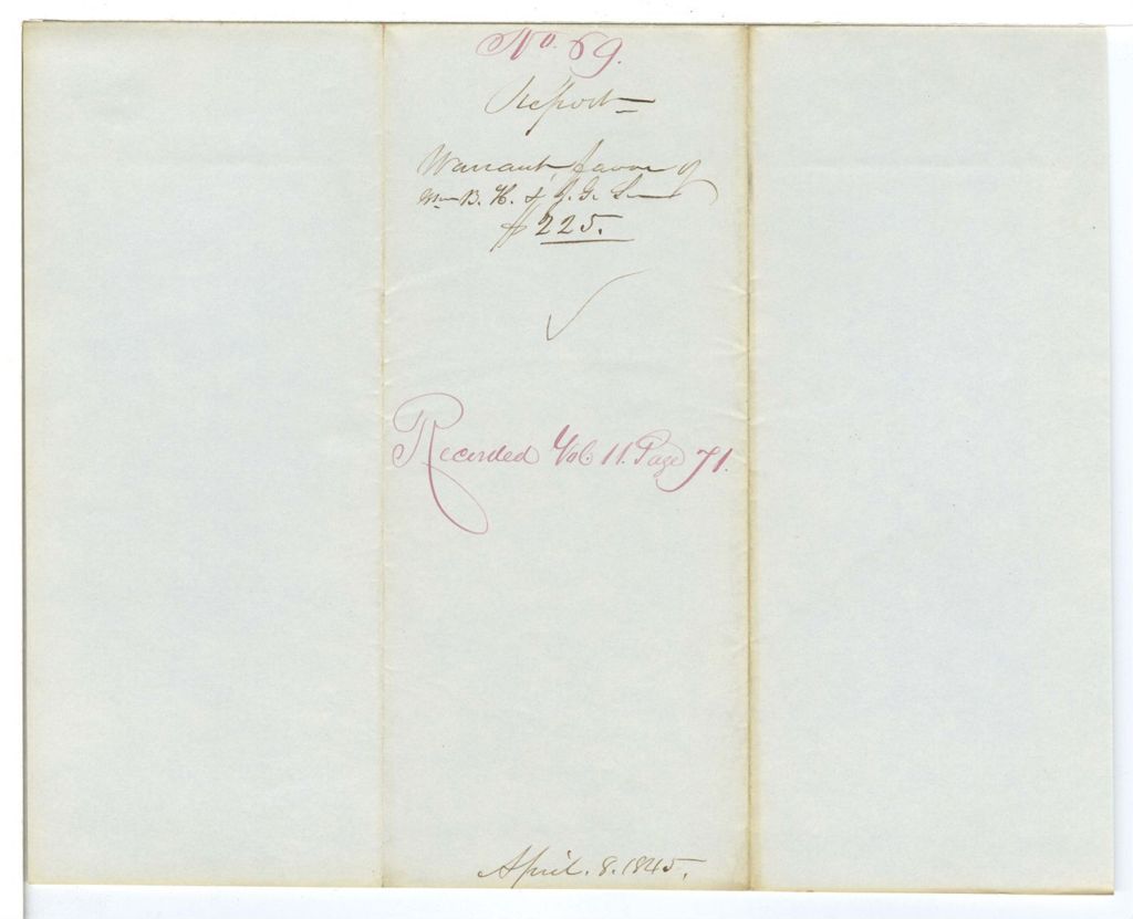 Miniature of Report 69: Report on the warrants in favor of William B. Hartwell and John G. Sawyer for services in the Secretary of State's office