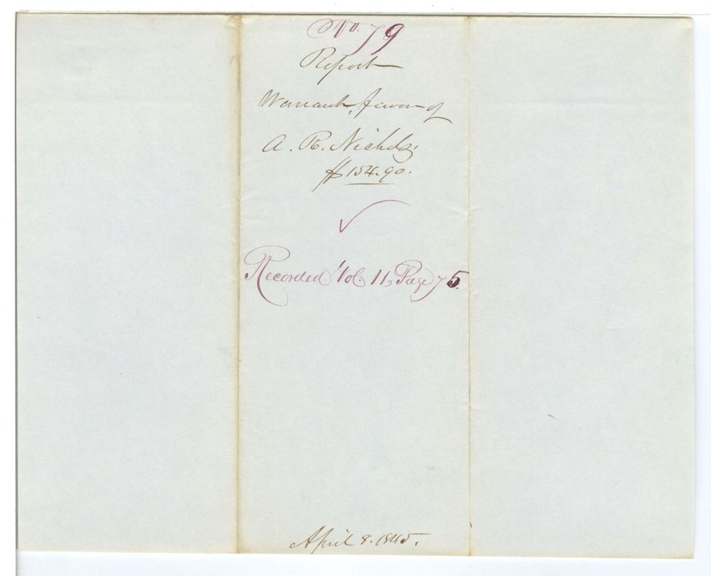 Miniature of Report 79: Report on the warrant in favor of A. R. Nichols, Postmaster of Augusta, for postage