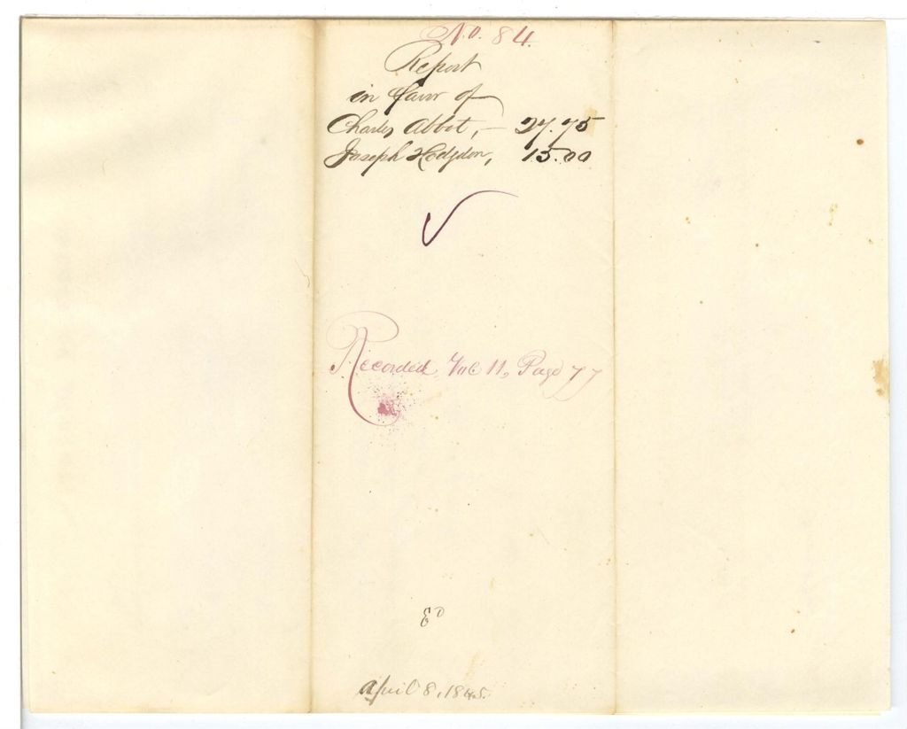 Miniature of Report 84: Report on the warrants in favor of Charles Abbot and Joseph Hodgdon for their sickness during the Legislature