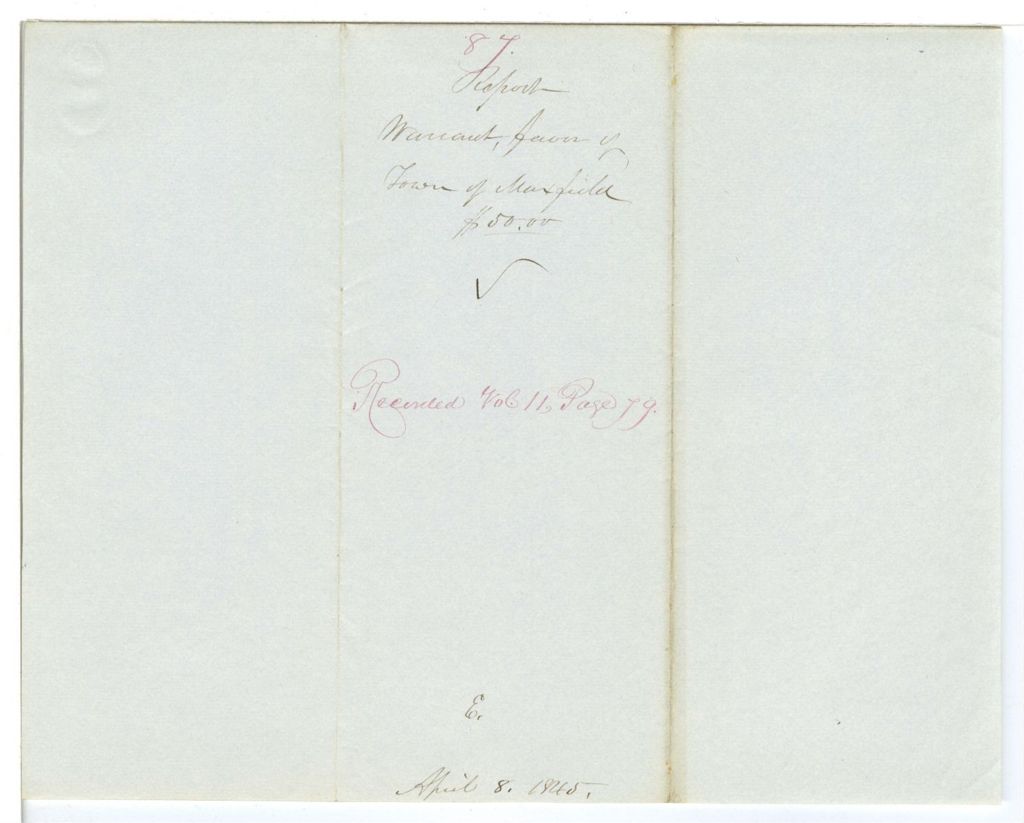 Miniature of Report 87: Report on the warrant in favor of the Town of Maxfield for tax overpaid
