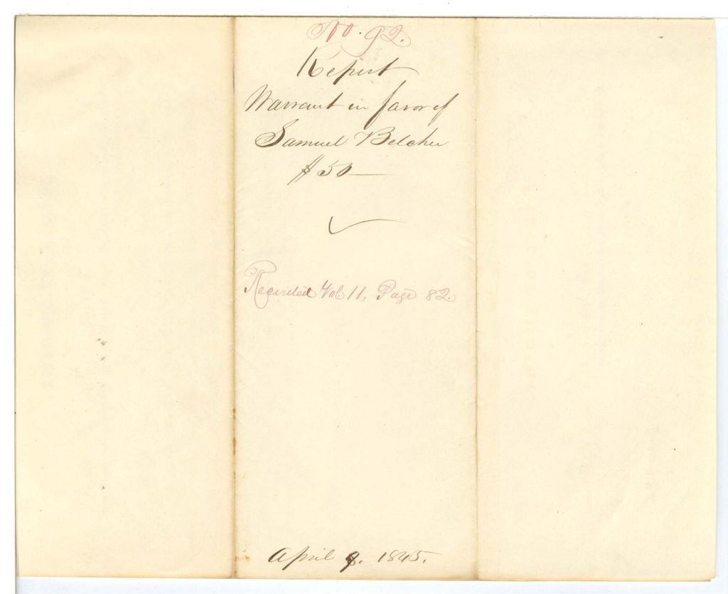 Miniature of Report 92: Report on the warrant in favor of Samuel Belcher for indexing the Journal of the House of Representatives