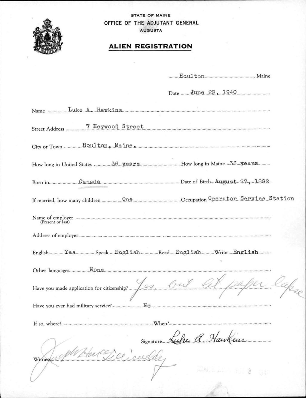 Miniature of Alien Registration- Hawkins, Luke A. (Houlton, Aroostook County)