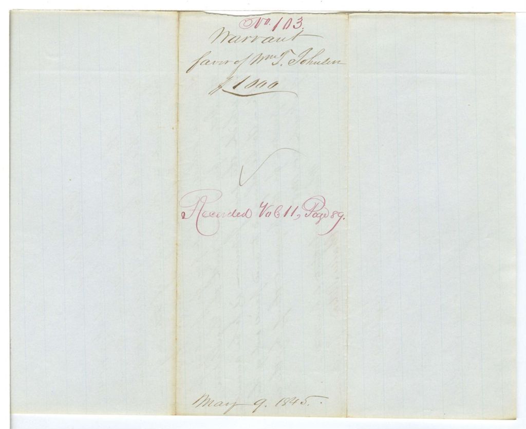 Miniature of Report 103: Report on the warrant in favor of William T. Johnson for printing