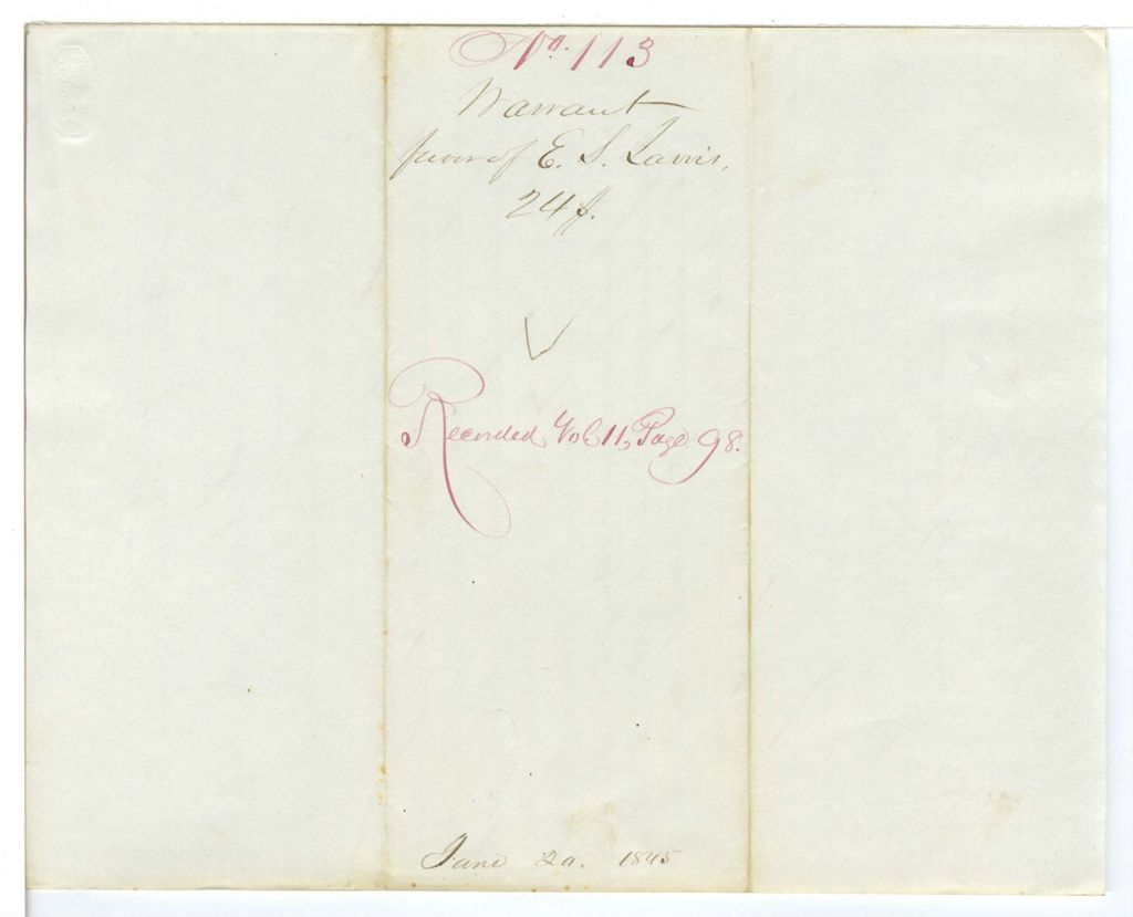 Miniature of Report 113: Report on the warrants in favor of Edward S. Jarvis, Trustee of the Insane Hospital