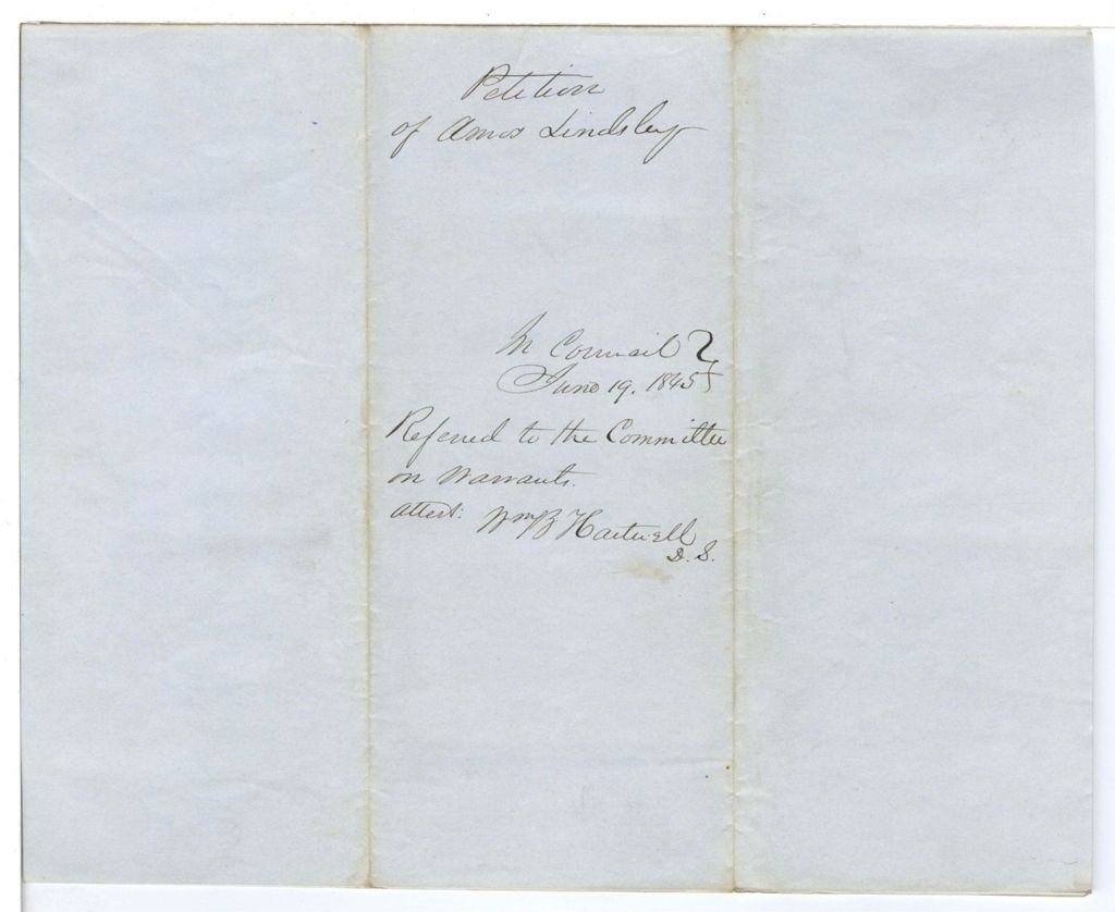 Miniature of Petition of Amos Lindsey