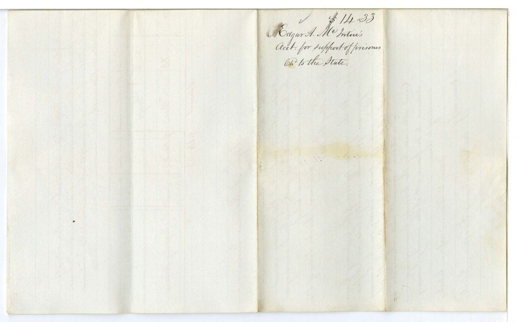 Miniature of Edgar A. McIntire's Account for support of prisoners