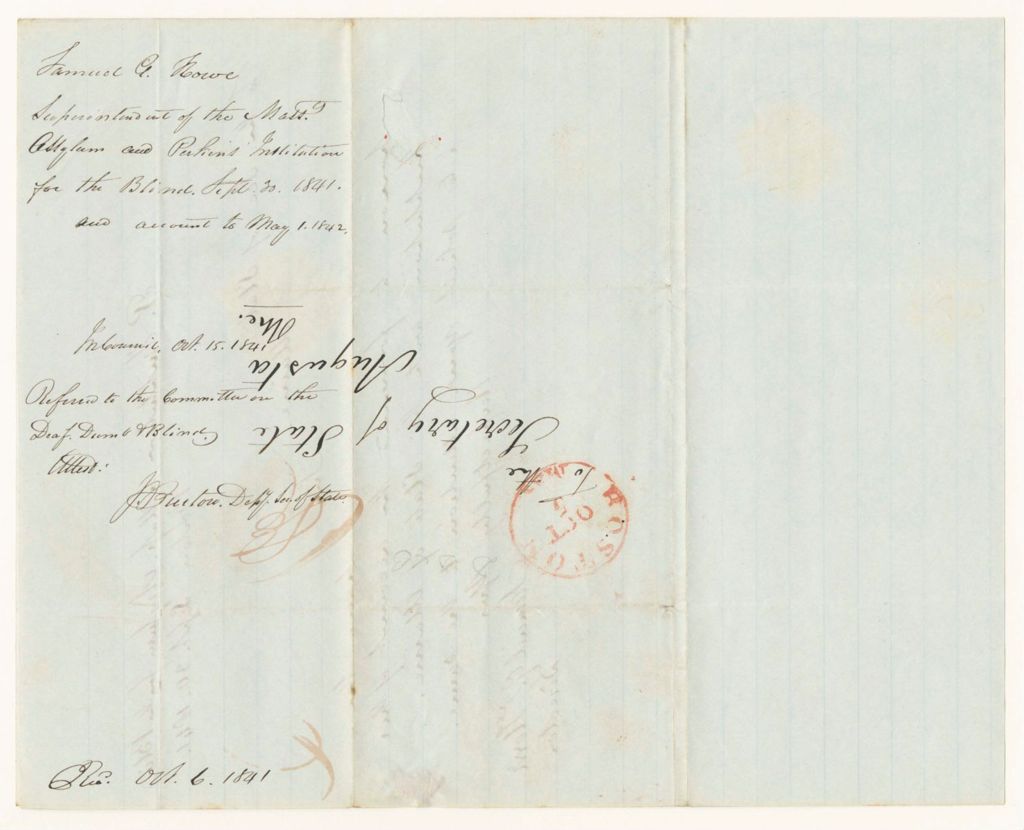 Miniature of Account of Samuel G. Rowe, Superintendent of the Massachussetts Asylum and the Perkins Institute for the Blind