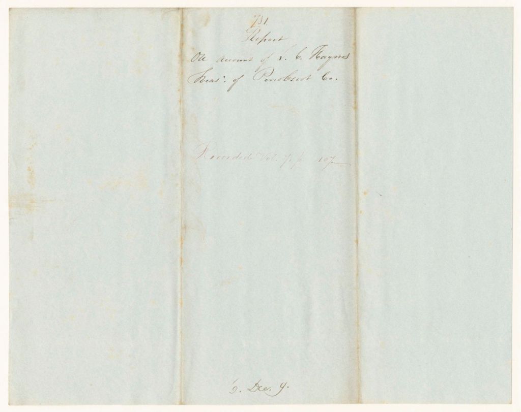 Miniature of Report 731: Report on Account of I.C. Haynes, Treasurer of Penobscot County