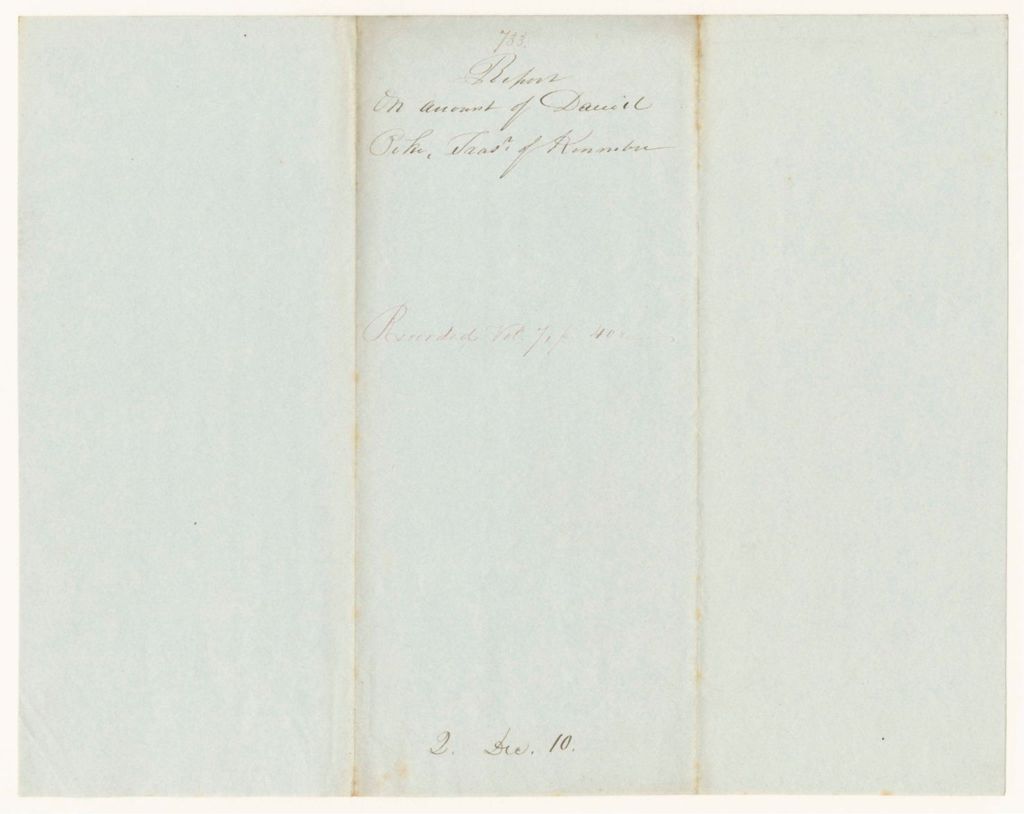 Miniature of Report 733: Report on Account of Daniel Pike, Treasurer of Kennebec