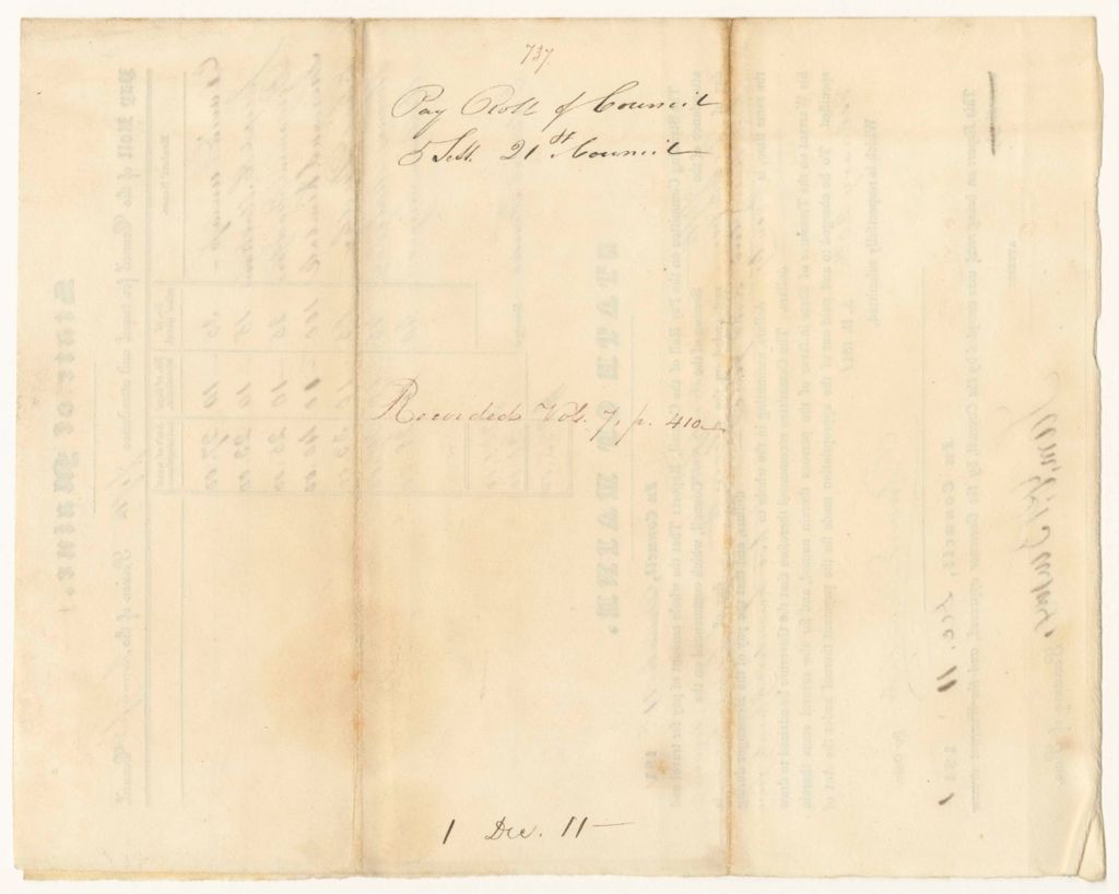 Miniature of Report 737: Pay Roll of the 5th Session of the 21st Council